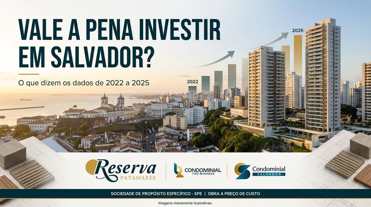 Vista aérea de Salvador com edifícios residenciais, ilustrando a valorização do mercado imobiliário da capital baiana